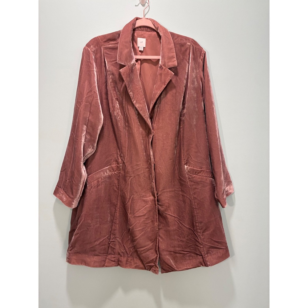 J. Jill Velvet Long Line Blazer Jacket Dusty Rose XL Petite